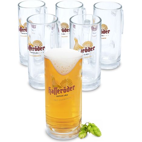 Bierkrug 0,25 L mit Hasseröder Logo - 6er Set - Bierglas mit Henkel 250 ml spülmaschinenfest - Pilsglas Bierkelch Trinkglas für Pilsner Bier mit Griff