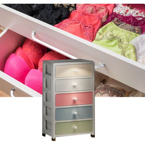 Armoire de rangement pour la maison, couleur macaron, en polypropylène, grande capacité, à plusieurs niveaux et tiroirs, idéale pour la chambre ou le bureau (5 niveaux). (1/5)
