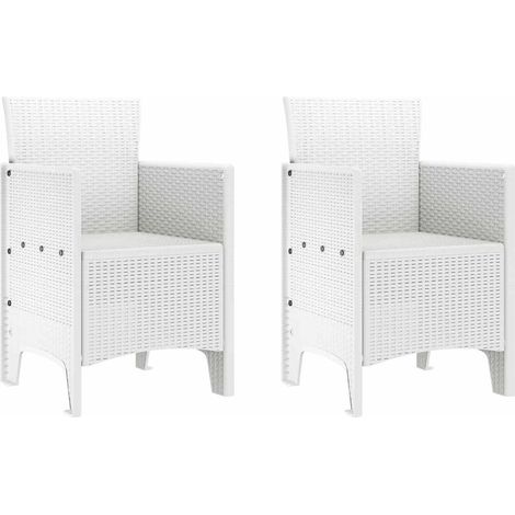 Lot de 2 Chaise de jardin,Chaise d'extérieur Blanc 53 x 49 x 85 cm PP CFW6296414 (1/5)