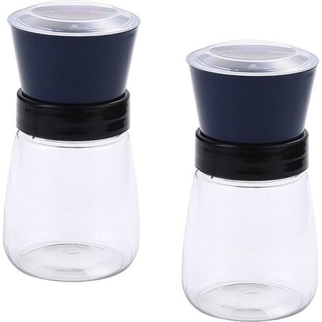 Moulin à Sel et Poivre - Mécanisme de Mouture en Céramique Réglable - Corps en Verre et Corps en Acier Inoxydable Brossé - Lot de 2 (1/5)