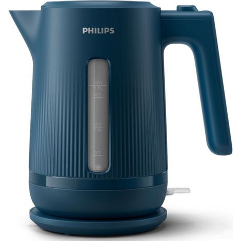 Philips – Bouilloire électrique 1,7L 2200W – Couleur bleu – Base pivotante 360° – Arrêt automatique – Indicateur de niveau d'eau éclairé