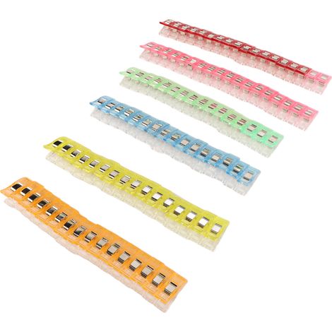 Lot de 100 pinces à coudre multifonctions, clips en plastique solide pour fixation, patchwork, bricolage et reliure, couleurs assorties (1/5)