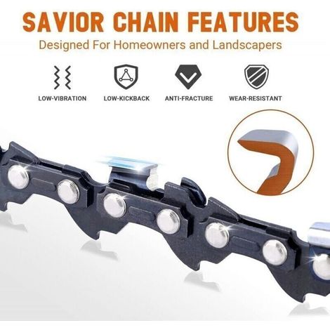 Lot de 3 Chaîne de Tronçonneuse pour Guide-Chaîne de 12" (30 cm). 45 Maillons d'Entraînement. Compatibles avec Dolmar. Echo. Bosch. Einhell et autres (1/3)