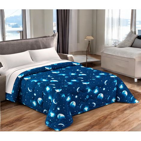 COPRILETTO trapuntato MOON LUNA CIELO STELLATO made in Italy 1 PIAZZA