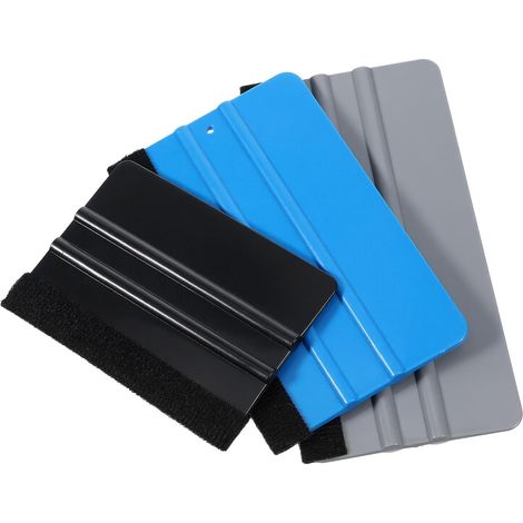 Lot de 3 raclettes avec bord en feutre - Raclettes en plastique pour l'installation de films brise-vue pour fenêtres, films de meubles, stickers muraux, vitres de voiture - Protection contre les (1/5)