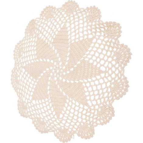 Set de table rond beige style bohème, crocheté à la main (1 pièce) (1/5)