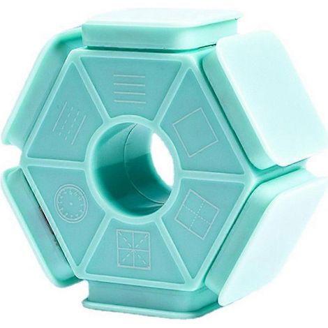 Tampon décoratif hexagonal en caoutchouc vert à motif d'horloge carrée et de lignes carrées pour scrapbooking, journal intime et fournitures scolaires (1/5)