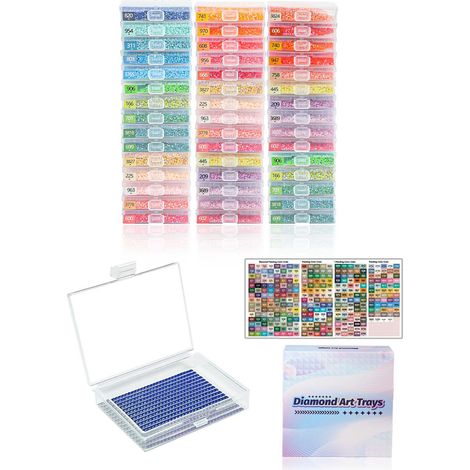 Caja De Almacenamiento Para Diamante Painting - 45 Compartimentos Transparentes - Para Piedras Redondas Y Cuadradas - Con Etiquetas Numéricas Coloridas - 27x26x7 7 Cm (1/5)