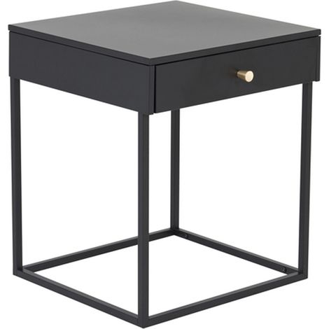 Table de Chevet Avec Tiroir "Bakal" 50cm Noir (1/4)