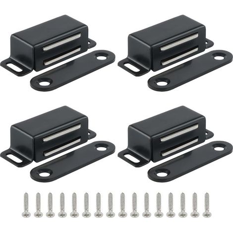 Magnetischer Türverschluss (4,5 cm) für Küchenschranktüren, magnetischer Türriegel, Möbelschließer für Schubladen und Schränke, Edelstahl, Schwarz (1/5)