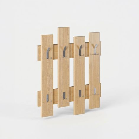 Wandgarderobe mit Kleiderhaken Wave - Eiche (1/4)