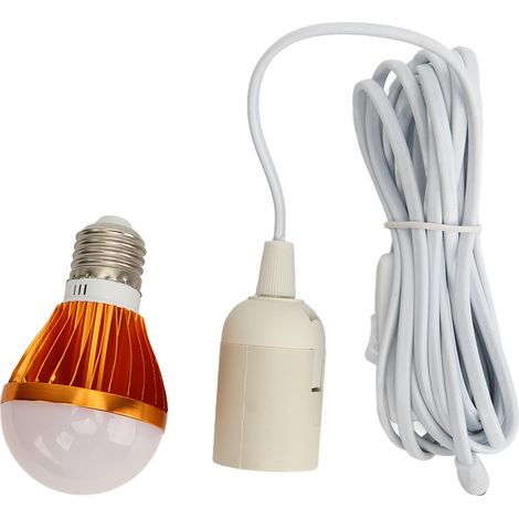 Ampoule LED E27 DC 12V 5W, lampe d'éclairage blanc chaud avec câble de 3 mètres pour la maison