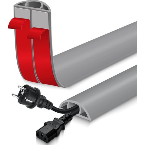 Passage de Cable au Sol adhésif goulotte Passe Cable Flexible en PVC pour la Management Bureau de Sol (Gris, 30mm×1m) (1/5)
