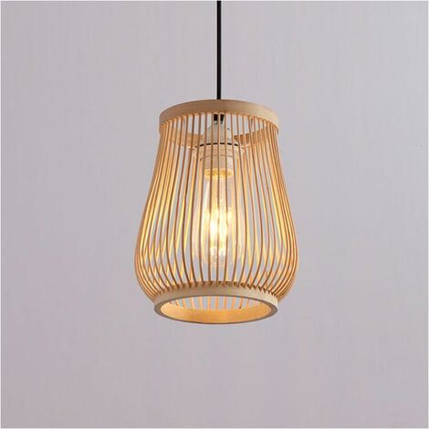 Kaelt - 1pcs Creative Pastoral Plafonnier Bambou Tissage Pendentif Lumière Lustre Unique (1/4)
