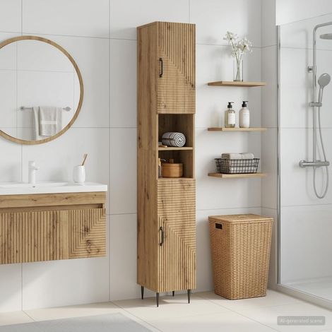 vidaXL Armario de Baño con Estante Abierto HAARLEM Roble artisan (1/4)