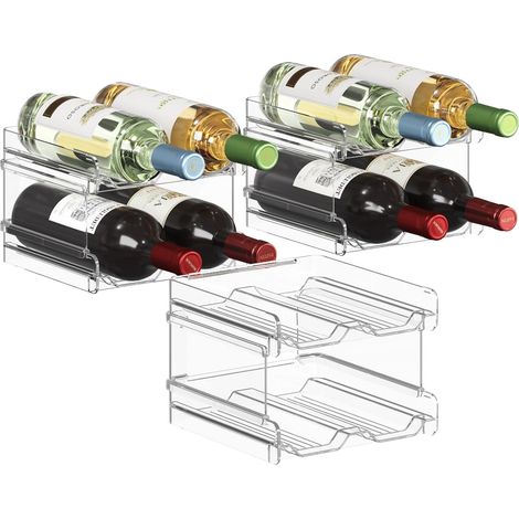 Lot de 3 Casier à Vin Empilable Transparent, Organisateur Plastique PET, Pour Réfrigérateur et Placard (1/5)