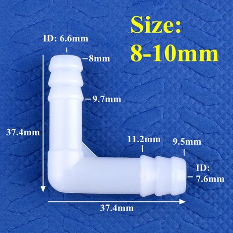 (8-10 mm - 50 pièces) 5 à 500 raccords coudés en PE de 8 et 10 mm pour aquarium, réservoir, pompe à air, tuyau d'arrosage, système d'irrigation et tuyau de jardin. (1/5)