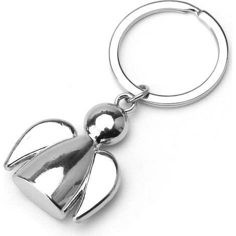 Ange gardien porte-clés, porte bonheur ange gardien voiture, poupées ensoleillées métal petit cadeau porte-clés ange, argent (1/5)