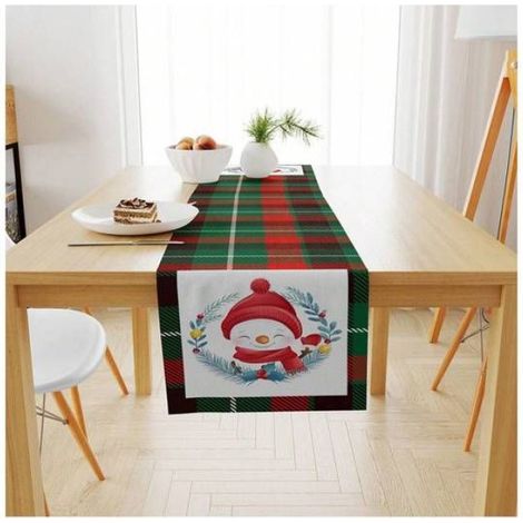 Chemin de table Noël - - Lin - Bonhomme de neige - 33-150cm (1/4)