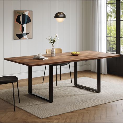 Mesa de comedor extensible 140/180/220x80x75 cm en MDF nogal, MEUBLIV (1/5)
