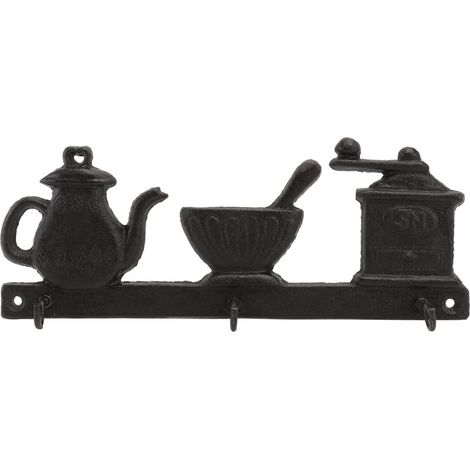 murale vintage en fer KICHOUSE crochet noir style bouilloire (1/5)