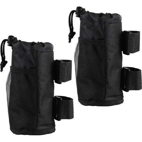 Fahrrad-Getränkehalter mit Netztasche, wasserdichtem Kordelzuggriff, Flaschenhalter für Mountainbikes, 2er-Pack, schwarz (1/5)