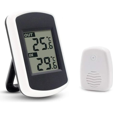 Thermomètre numérique sans fil LCD pour une utilisation intérieure et extérieure, mini capteur de température ambiante, petit testeur météo précis pour la maison, la chambre et le bureau, blanc (1/5)
