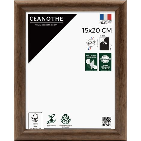 Cadre Photo Brun 15x20 cm et 20x15 cm - Convient au A5, A6 et Carte Postale – Baguettes arrondies – Cadre Photo Shelter en Résine recyclée - Fabriqué en France - Verre acrylique Incassable (1/5)