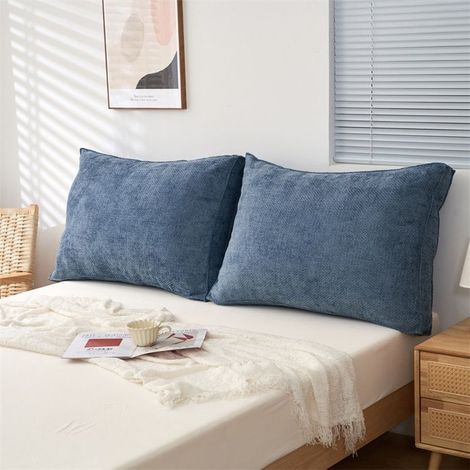 1 Piece Coussin de lit épais pour tête de lit, 60cm dossier canapé modulable, appui-dos fenêtre, housse amovible lavable,Marine (1/5)