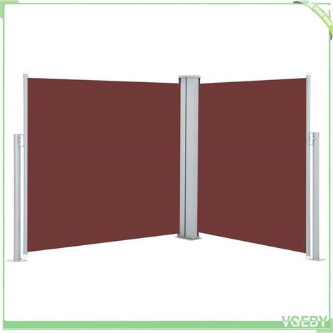 Auvent latéral rétractable - FAFEICY - 48451 - Marron - 120 x (0-600) cm - Écran rétractable double face (1/5)