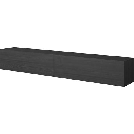 Meuble TV Armoire De Télévision 200 cm Suspendu Salle De Séjour Chambre À Coucher Frêne Noir (1/5)