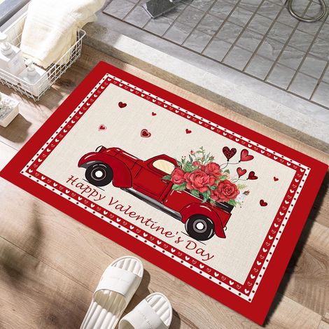 Tapis De Bienvenue - Tapis De Sol En Polyester - Pour Intérieur Et Extérieur - Thème Saint-Valentin - 50 X 80 Cm (1/3)