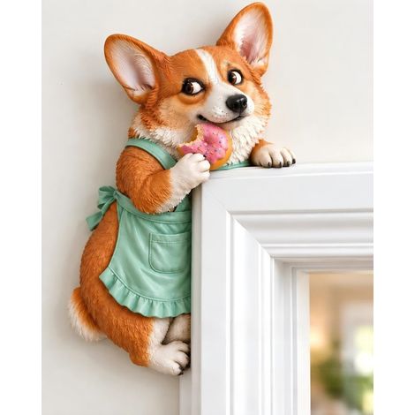 New Adorable Corgi Door Frame Decor - Cute Corgi Door Frame Decoration (Left)
