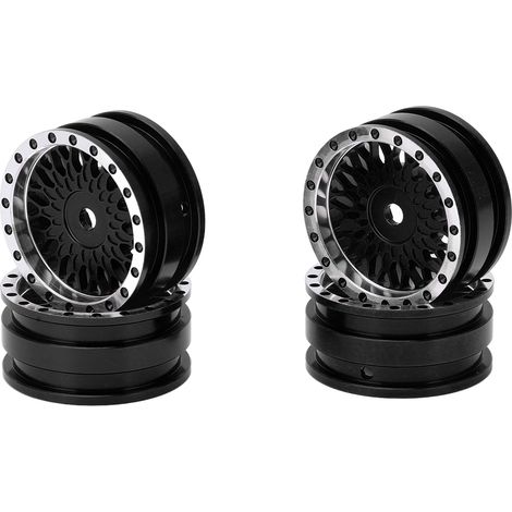 4PCS Jantes en Aluminium à Motif Maille pour Voiture RC 1/24 Axial SCX24 AXI90081 AXI00001 Noir (1/5)