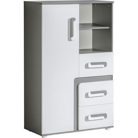 Cómoda Aviseve 101, Antracita + Blanco, Con cajones y puertas, Número de cajones: 3, 136x85x40cm
