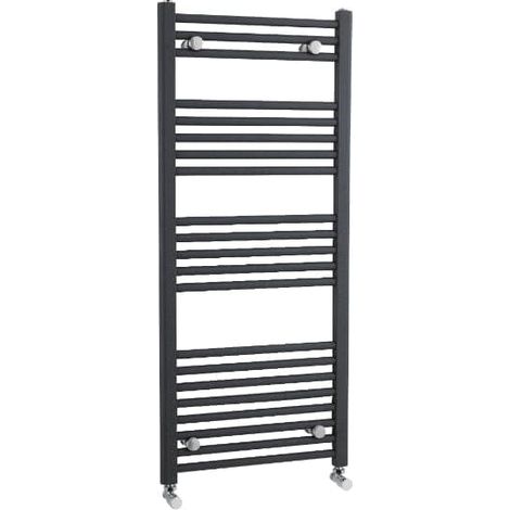 Nuie Straight Heated Towel Rail 1150mm H x 500mm W - Anthracite (1/4)