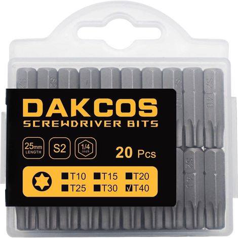 Bit Sortiment T40 Torx S2 25 mm 20 Stück T40-Bit Box (1/4)