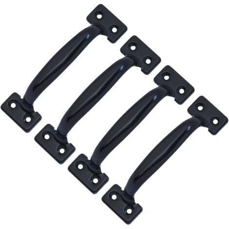 4 Pack Retro Barn Door Handles for Kitchen Cabinets, Hole Distance: 82mm, Black Iron (1/5)