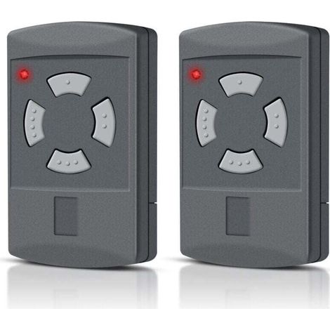Lot de 2 Télécommandes pour Porte de Garage - 40,685 MHz - Compatible avec Hörmann HSM4-40, HSM2-40, HS2-40, HS4-40, HSE2-40, HSE4-40, Bouton Gris - 4 Canaux