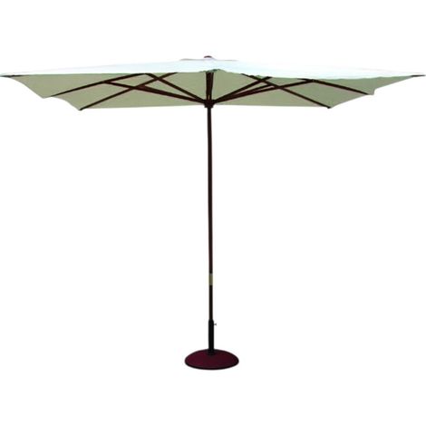 Ombrellone a palo centrale in legno duro teak con copertura in poliestere e sistema a doppia carrucola - 200x300 cm