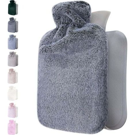 Botella de agua caliente con funda suave, 2 l – botella de agua caliente grande y suave con capacidad de 2 litros – botella de agua caliente para niños y adultos – botella de agua caliente con funda s (1/4)
