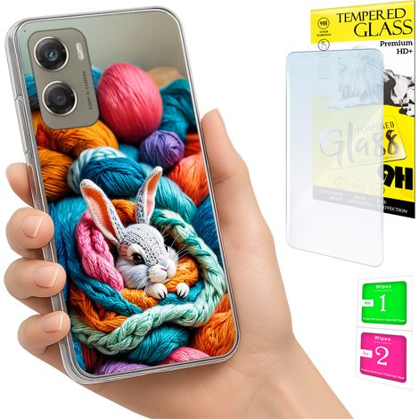 Funda para Motorola Moto G06 / G06 Power, cubierta trasera de conejo + cristal (1/5)