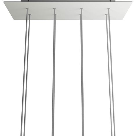 creative cables - Rosone XXL Rose-One rettangolare a 8 fori e 6 fori laterali, dimensioni 675 x 225 mm