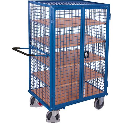 VARIOfit Etagenwagen fest verschweißt 1.245 x 785 mm Drahtgitterwände 4 Etagenböden Doppelflügeltür mit Drehgriff-Verschluss (1/3)