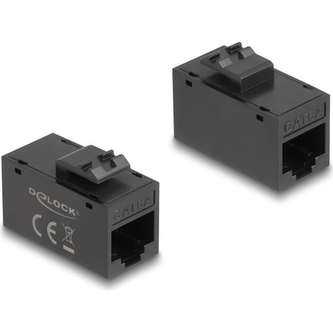 Delock MÃ³dulo Keystone RJ45 hembra a RJ45 hembra Cat.6A UTP negro