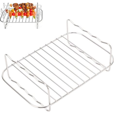 Grille rectangulaire en acier inoxydable pour friteuse à air, compatible avec le modèle Ningja foodi DZ201/401 et autres accessoires pour friteuses à air à double cuve et grilles de four. (1/5)