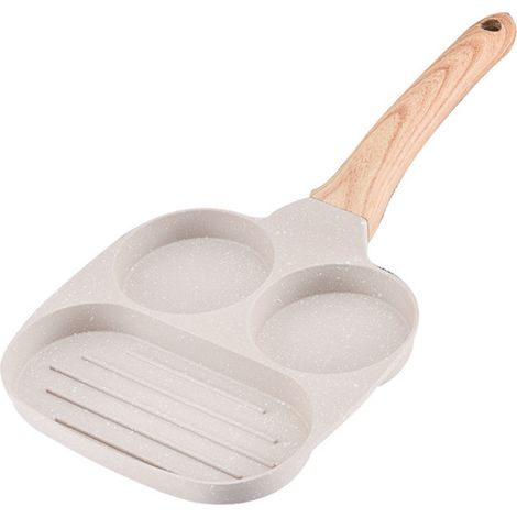 3-in-1 Frühstückspfanne aus antihaftbeschichteter Aluminiumlegierung – Kompakte Pfannkuchenpfanne für Eier und Speck auf dem Herd (1/5)