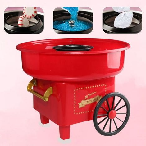 ZIXAUN 220V Zuckerwattemaschine für Kinder, automatischer elektrischer Heimwagen, Rot – 30 x 30 x 28 cm