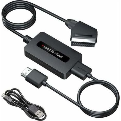 Convertisseur Péritel vers HDMI avec Câbles HDMI et Péritel, Convertisseur Scart vers HDMI, Sortie Full HD 720P/ 1080P Adaptateur Péritel HDMI (1/4)
