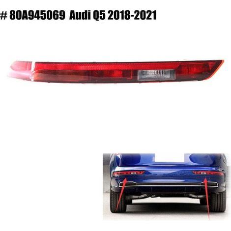 Rückstrahler für die hintere Stoßstange, unten links, Rücklicht 80A945069, kompatibel mit Audi Q5 2018–2021 – Crezuo